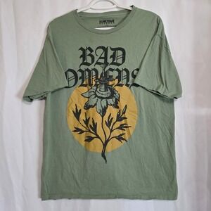 Bad Omens T-Shirt Women Large Green Sword Flower Graphic Band Tee Sumerian Merch